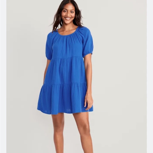 Old Navy Dresses & Skirts - OLD NAVY sapphire sky puff sleeve dress